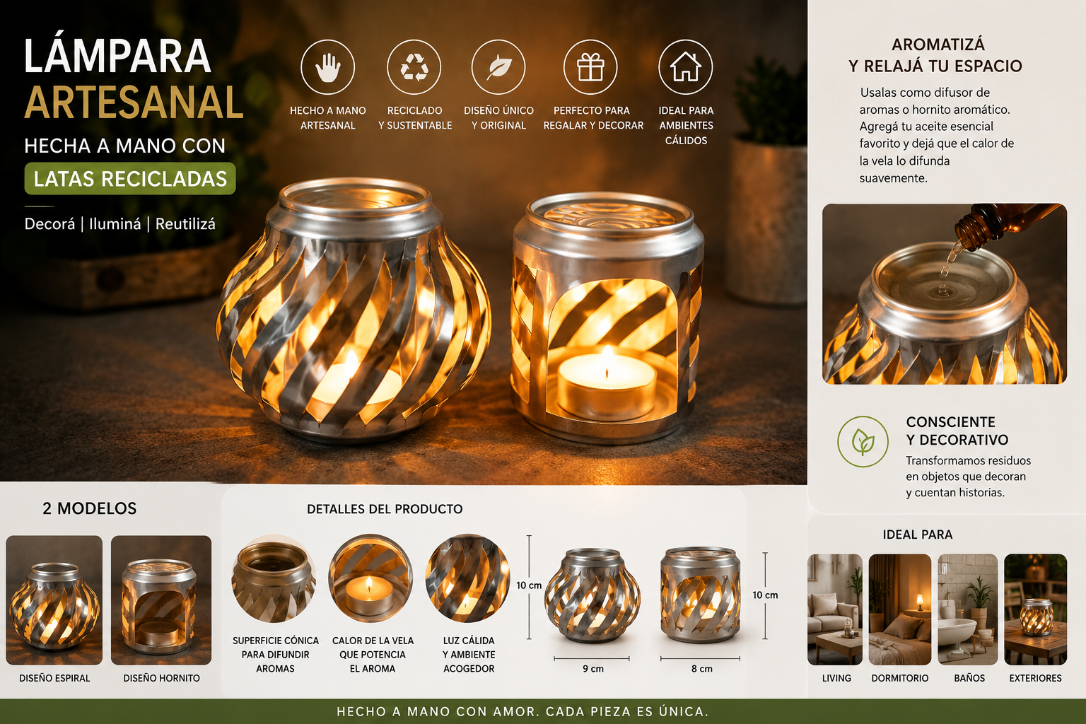 EcoBruma® | Hornito Aromático Artesanal de Aluminio Reciclado
